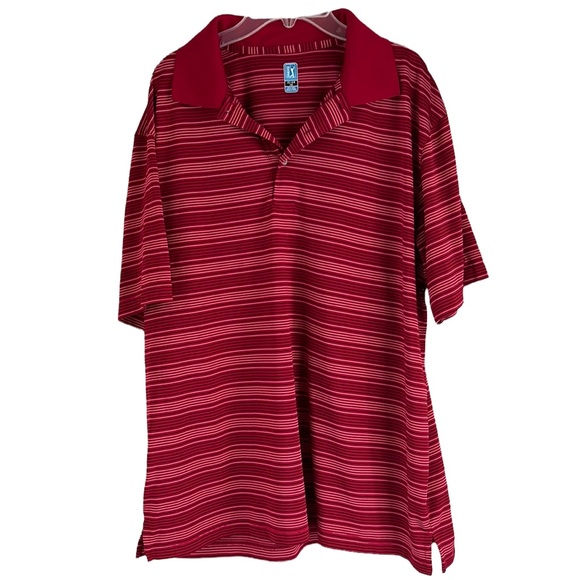 PGA Tour Other - PGA Tour Airflux Polo Red White Black Stripes XL